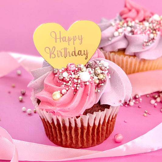HEART HAPPY BIRTHDAY - METALLIC CHARM TOPPER
