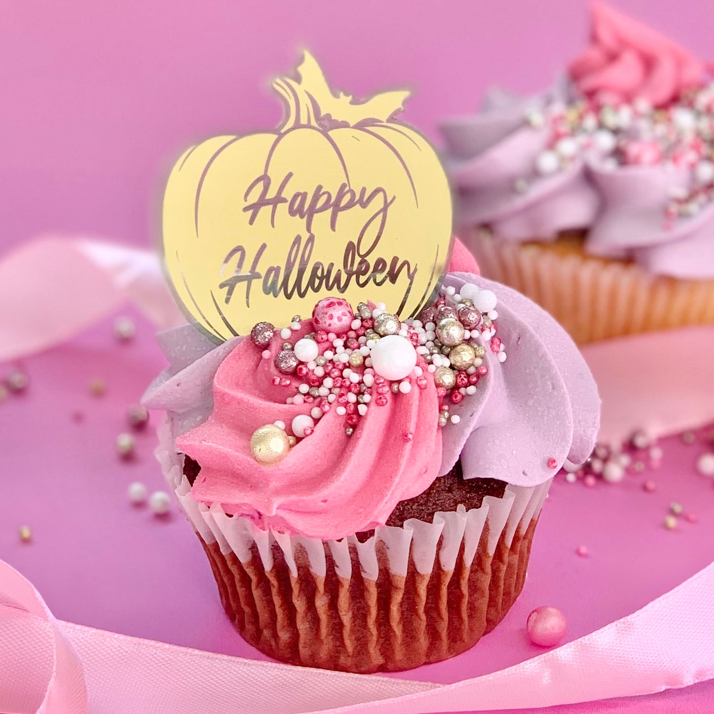 HAPPY HALLOWEEN PUMPKIN - METALLIC CHARM TOPPER