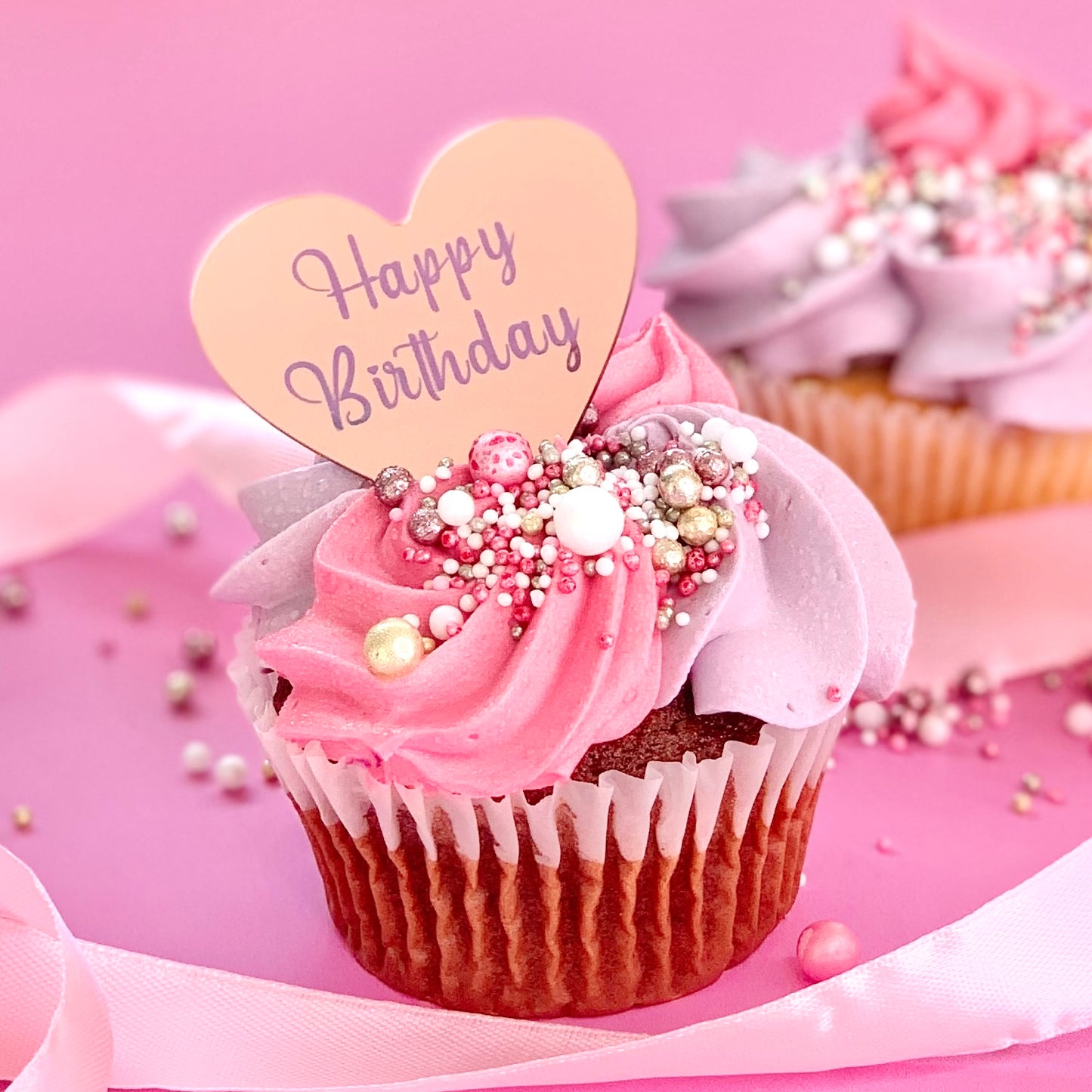 HEART HAPPY BIRTHDAY - METALLIC CHARM TOPPER