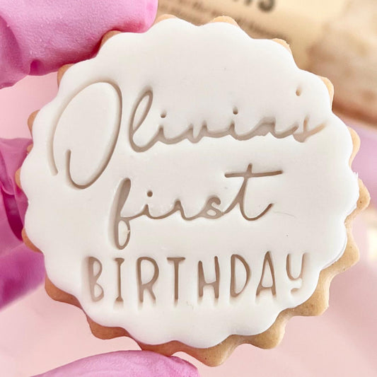 CUSTOMISED STAMP - NAME FIRST BIRTHDAY