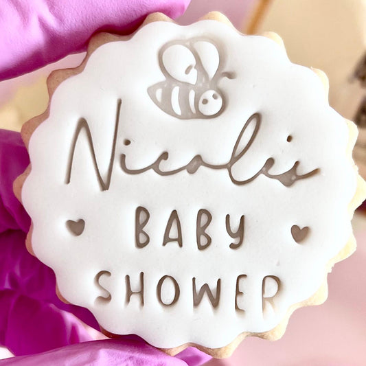 CUSTOMISED STAMP - NAME BABY SHOWER BEE
