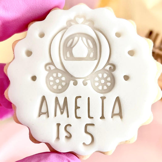 CUSTOMISED STAMP - NAME IS AGE PRINCESS CARRIAGE