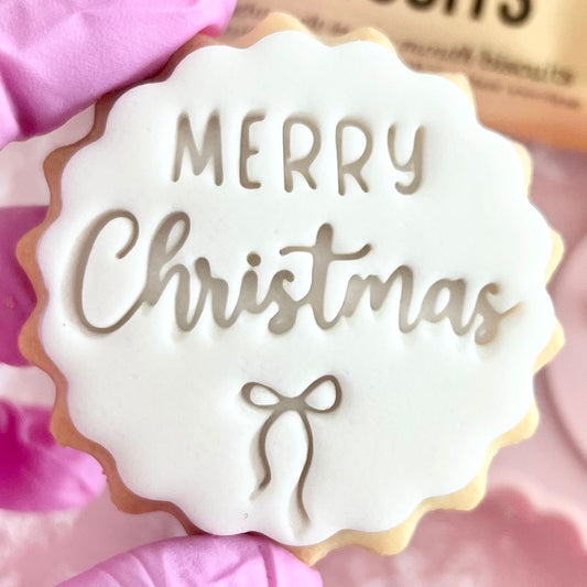 MERRY CHRISTMAS BOW STAMP