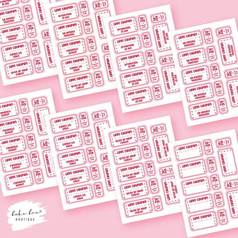 LOVE COUPONS VOUCHERS - DIGITAL FILE SENT TO EMAIL