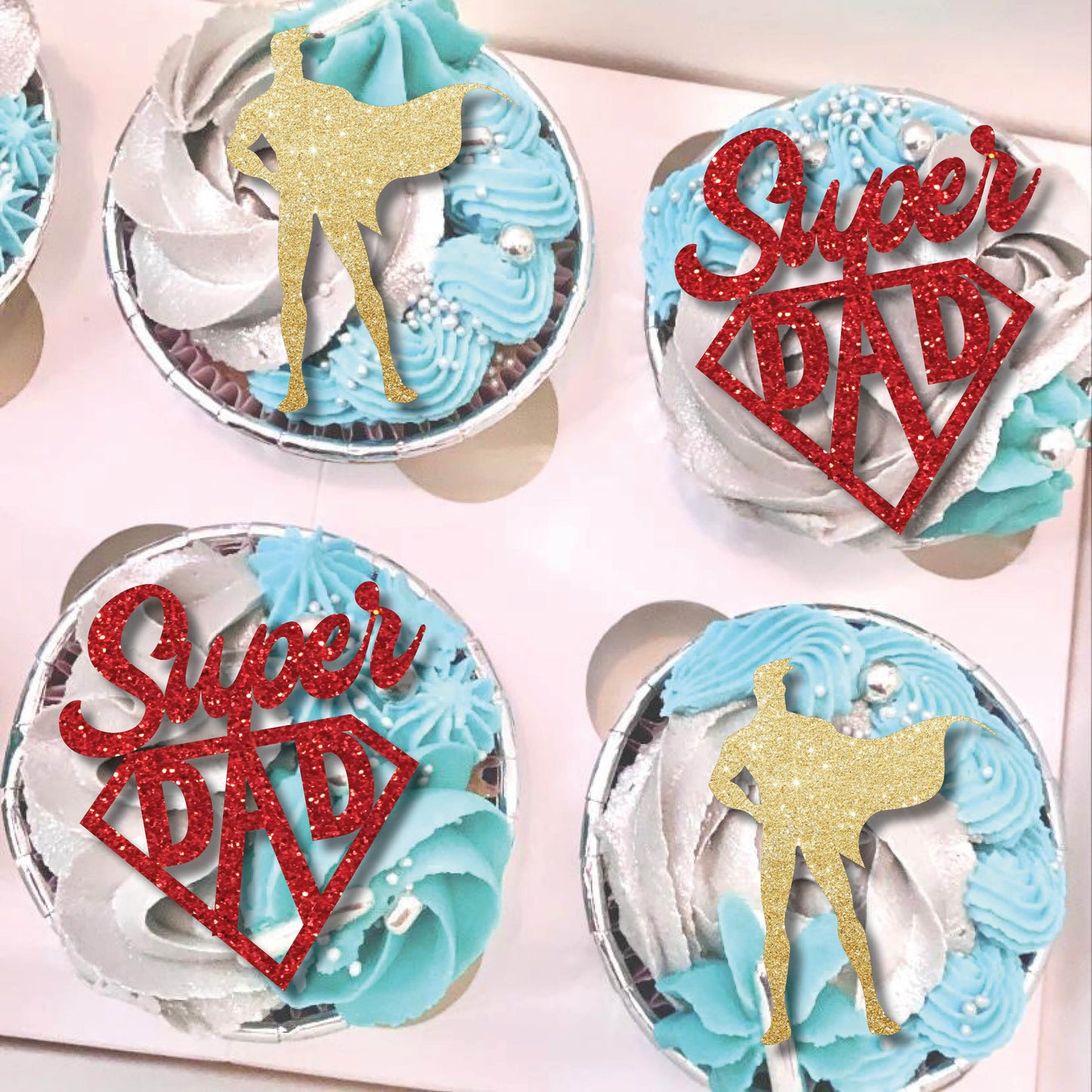 SUPER DAD - CUPCAKE TOPPERS