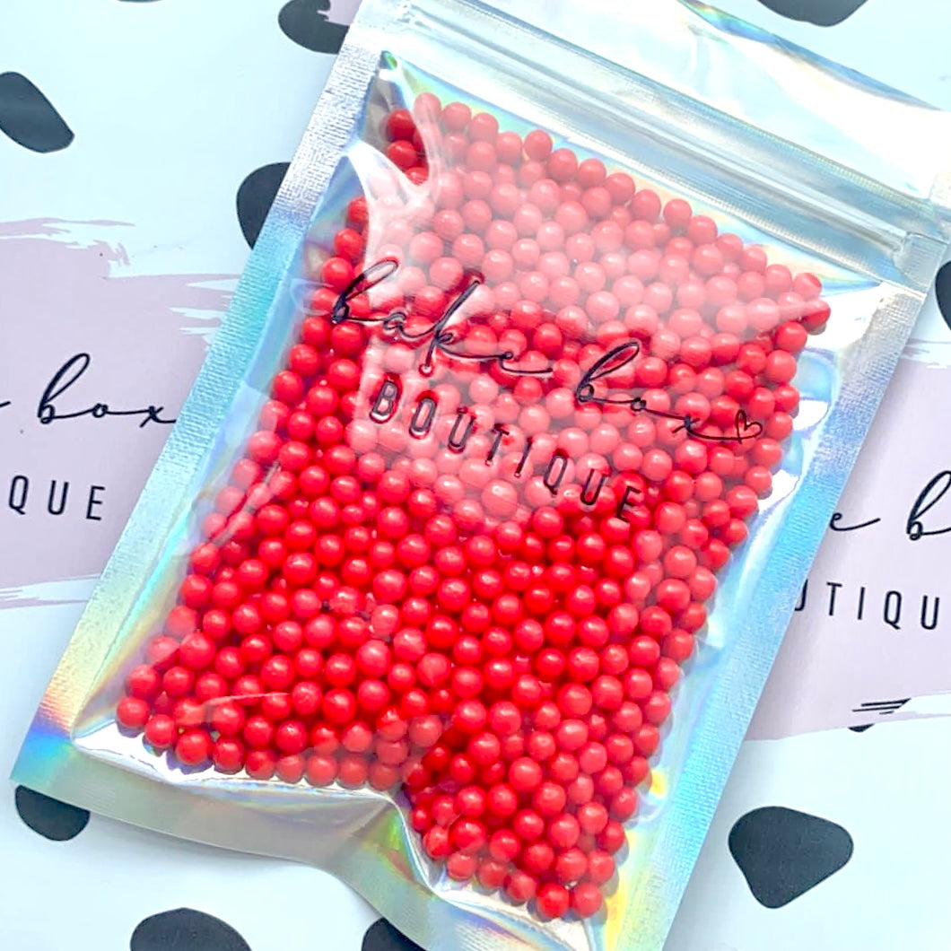 POLISHED RED 4MM PEARLS - SPRINKLES