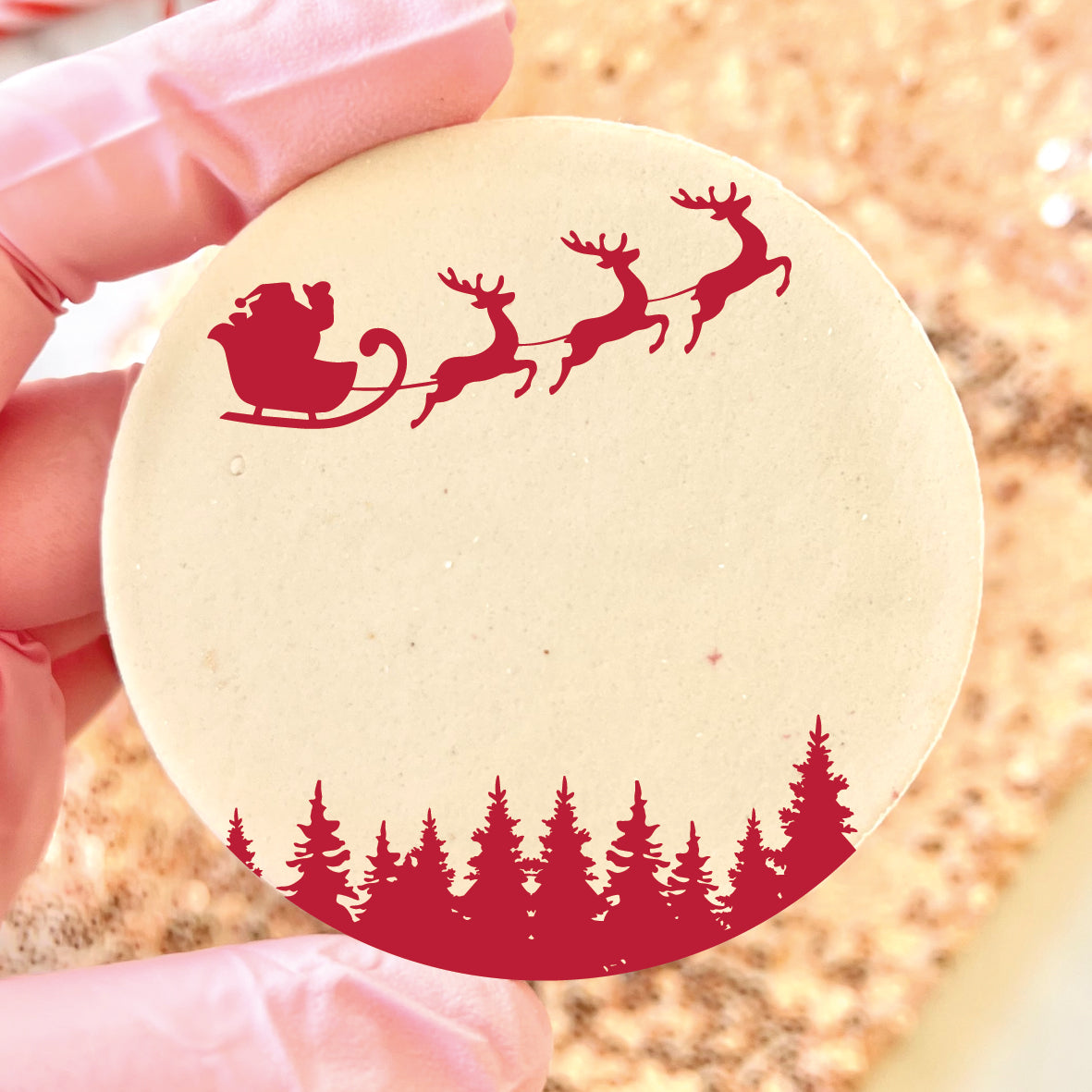 SLEIGH TREES SILHOUETTE - RAISED EMBOSSER