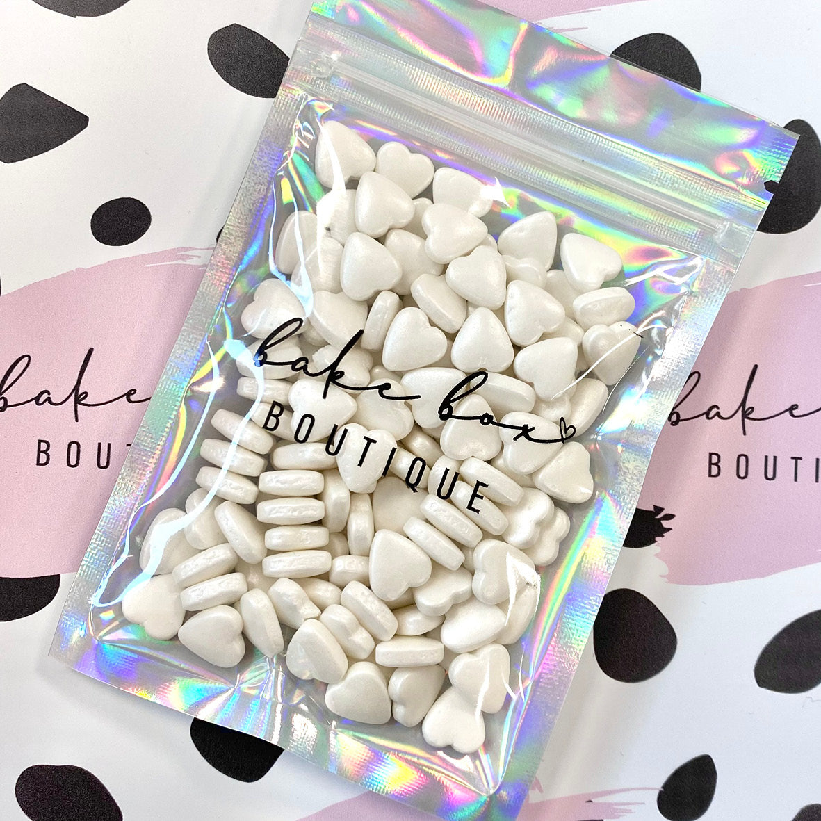 LARGE WHITE HEARTS - SPRINKLES