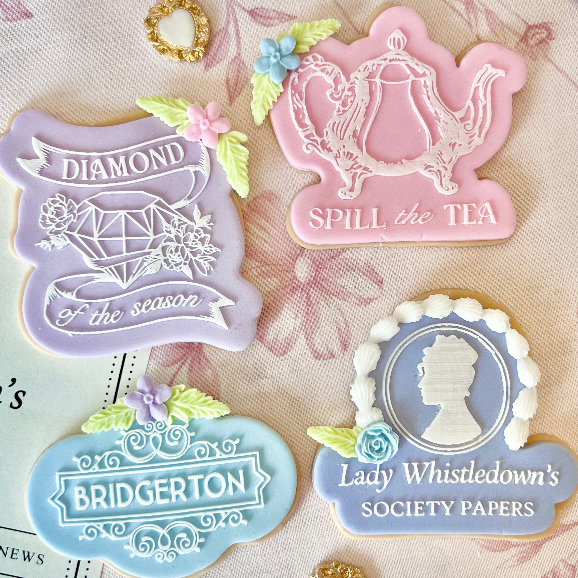 BRIDGERTON SET OF 4 RAISED EMBOSSERS (set A) Bake Box Boutique