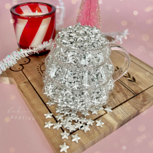 METALLIC SILVER STARS - SPRINKLE MIX