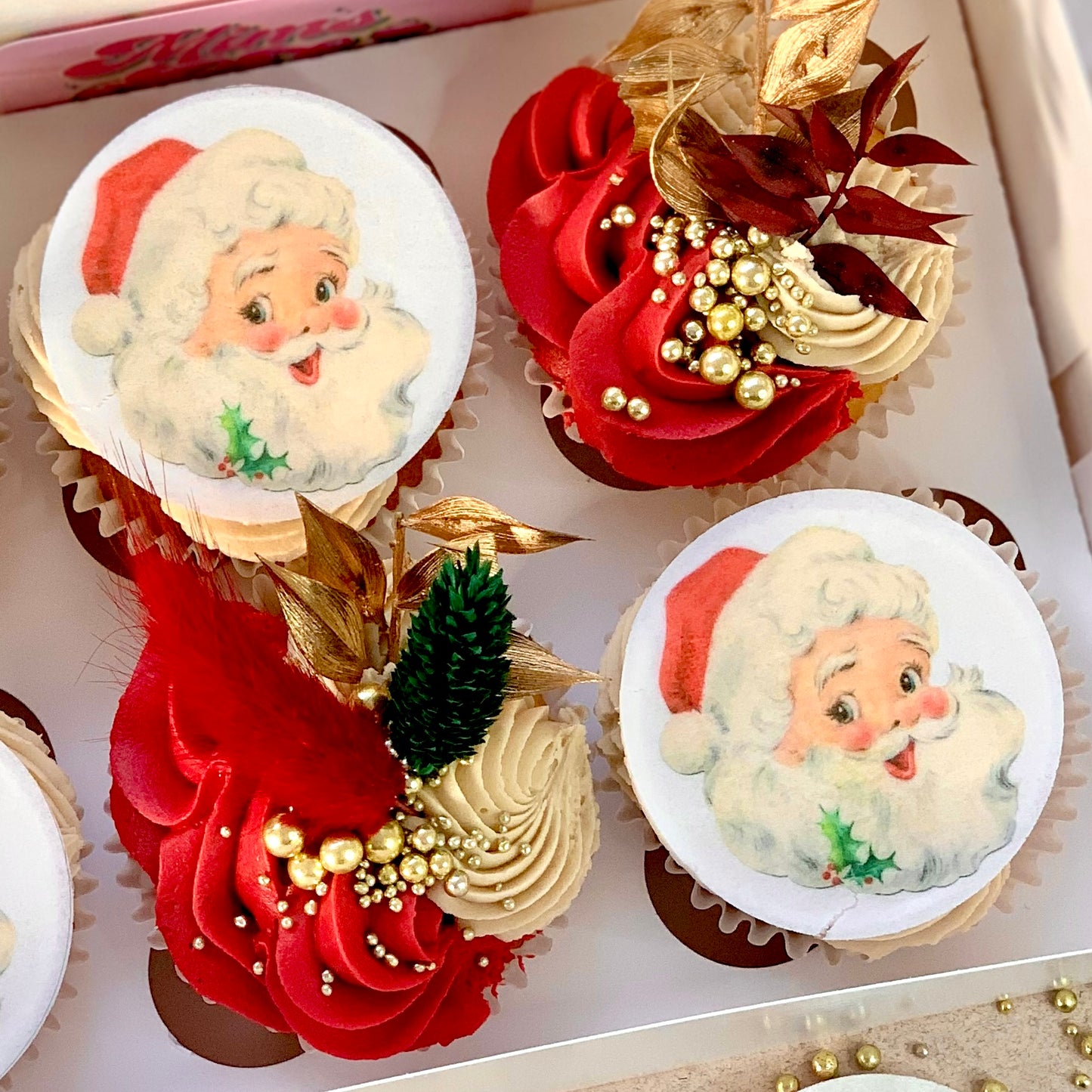 EDIBLE TOPPERS - VINTAGE SANTA RED