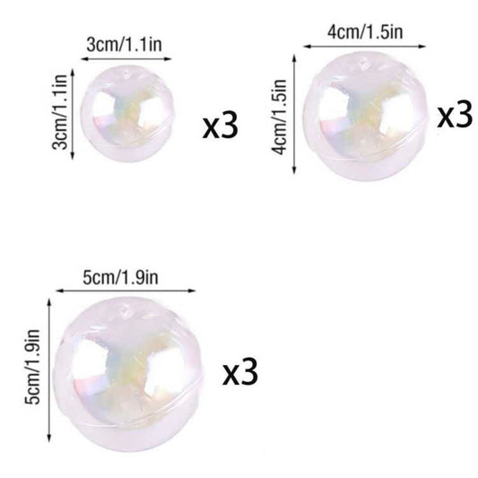IRIDESCENT BALL DECORATIONS - PACK OF 9
