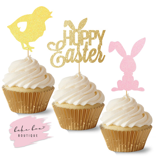 GLITTER EASTER - CUPCAKE TOPPERS