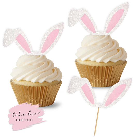GLITTER BUNNY EARS - CUPCAKE TOPPERS