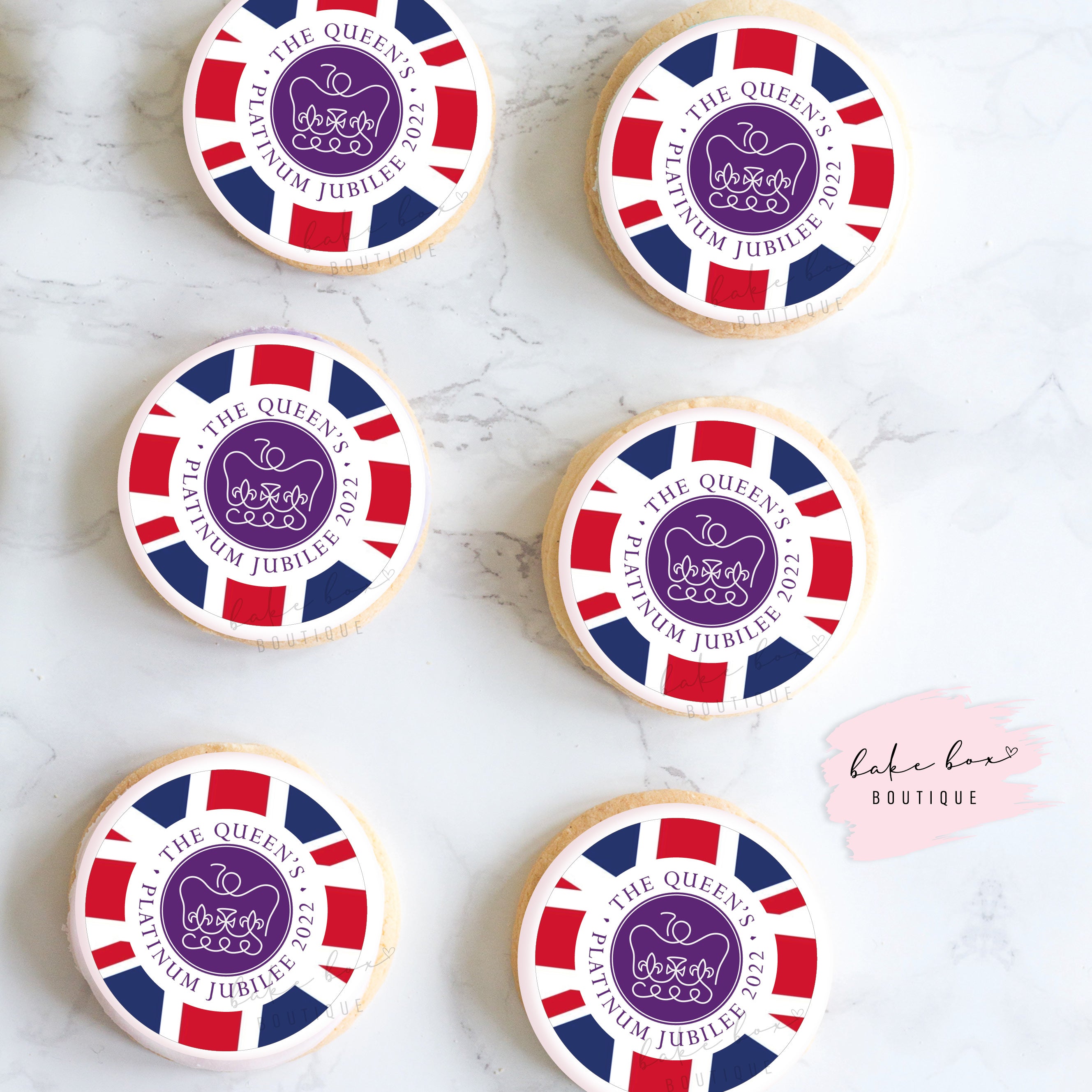 EDIBLE TOPPERS PLATINUM JUBILEE FLAG Bake Box Boutique