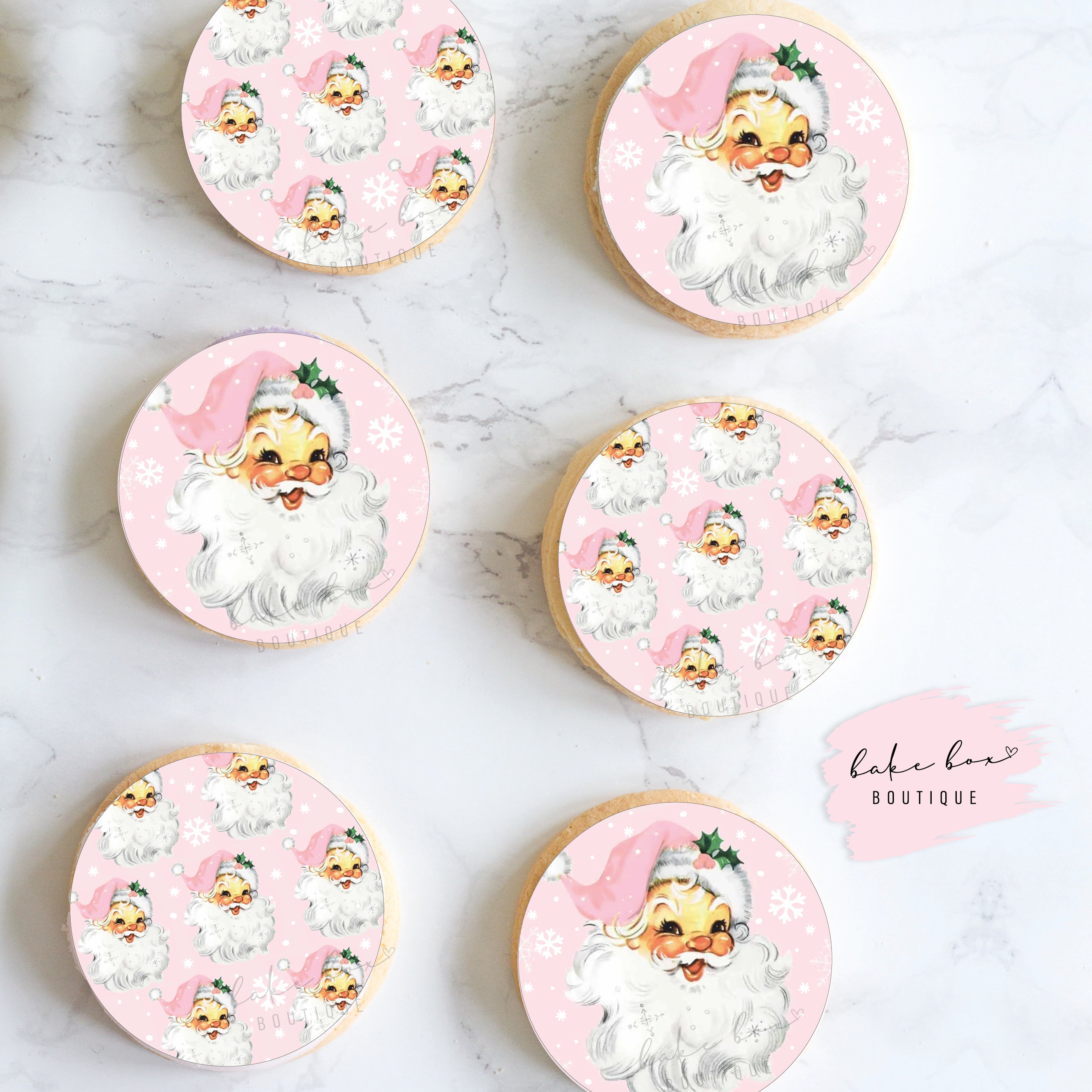 EDIBLE TOPPERS - VINTAGE SANTA PINK – Bake Box Boutique