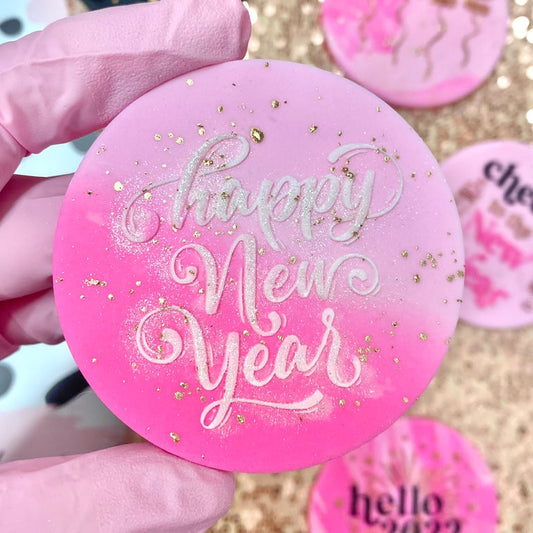 HAPPY NEW YEAR SWIRLY - RAISED EMBOSSER