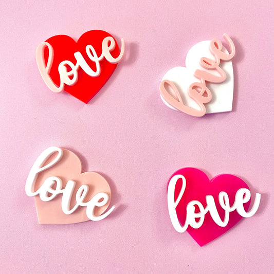 ACRYLIC LOVE HEART CHARM TOPPERS