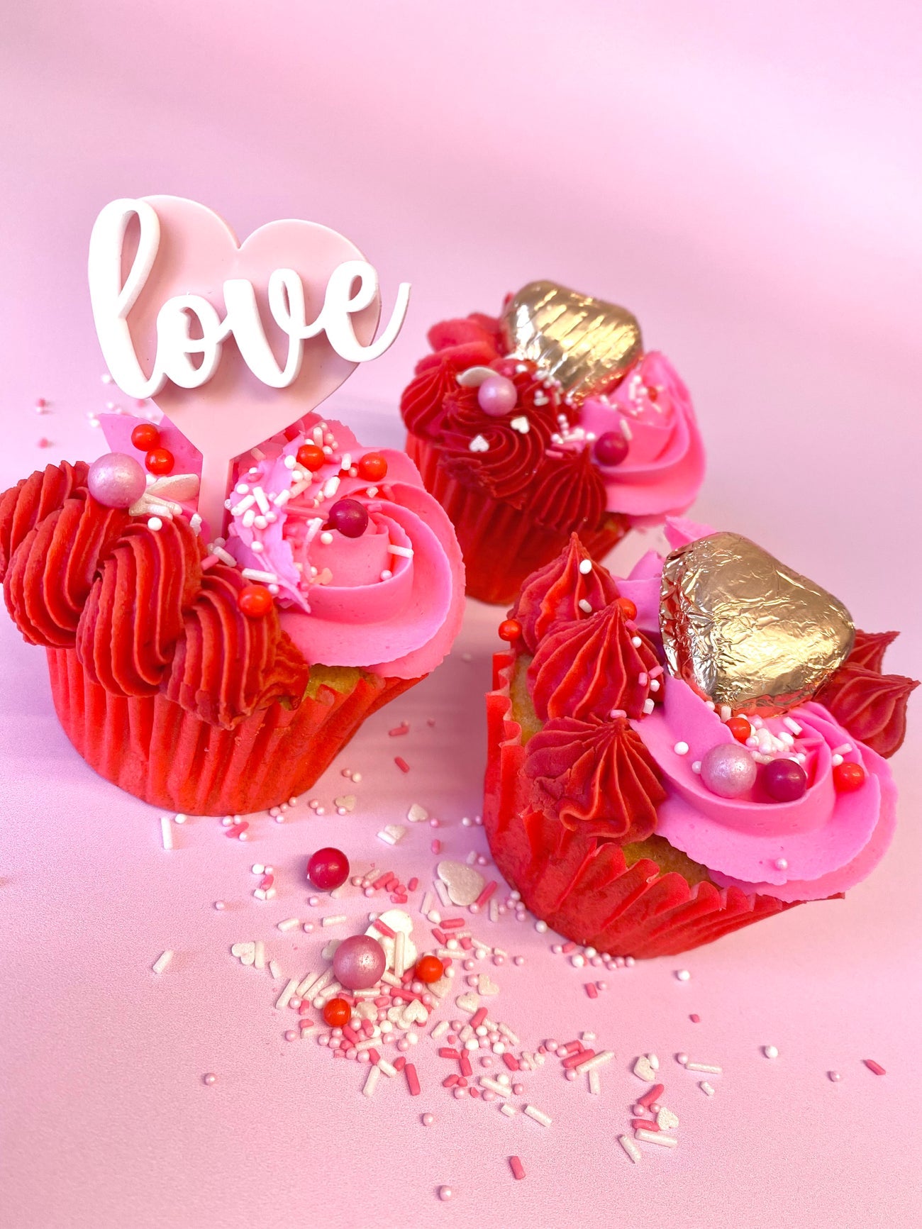 ACRYLIC LOVE HEART CUPCAKE TOPPERS