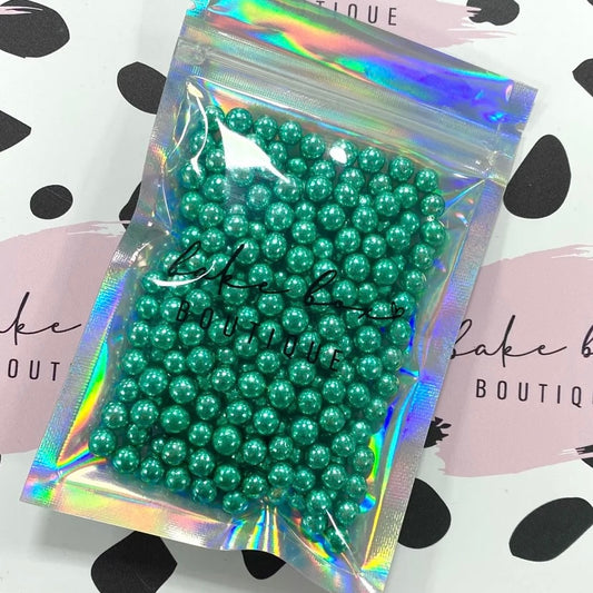 GREEN METALLIC 6MM PEARLS - SPRINKLES