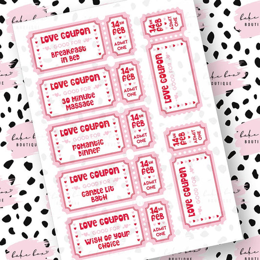 LOVE COUPONS VOUCHERS - DIGITAL FILE SENT TO EMAIL