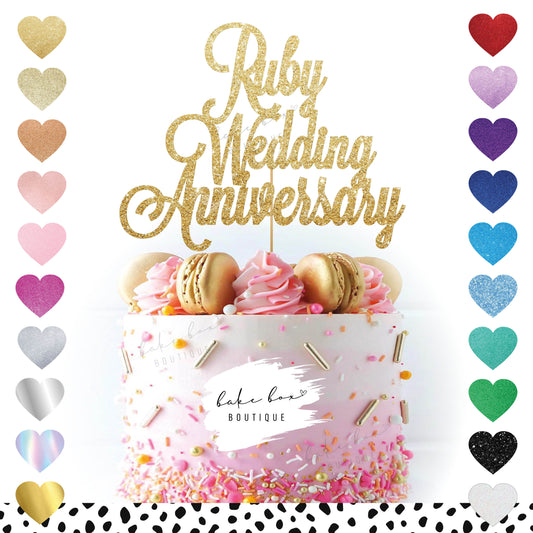 RUBY WEDDING ANNIVERSARY - CAKE TOPPER