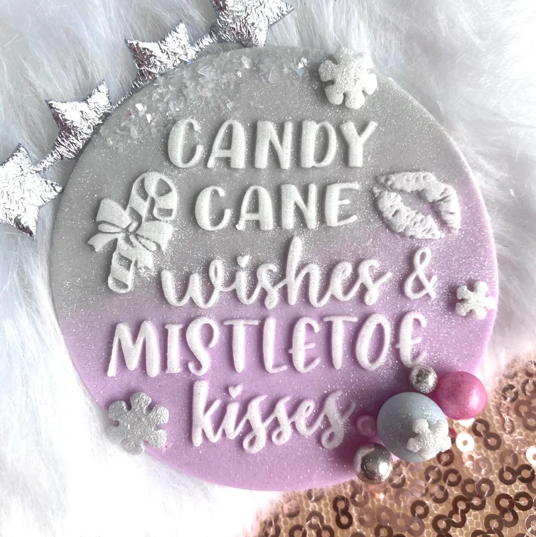CANDY CANE WISHES AND MISTLETOE KISSES - RAISED EMBOSSER