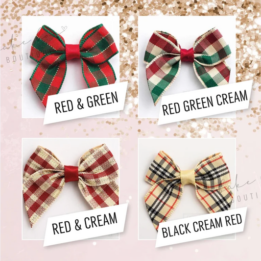 TARTAN BOWS - PACK OF 12 - CHOOSE YOUR COLOUR