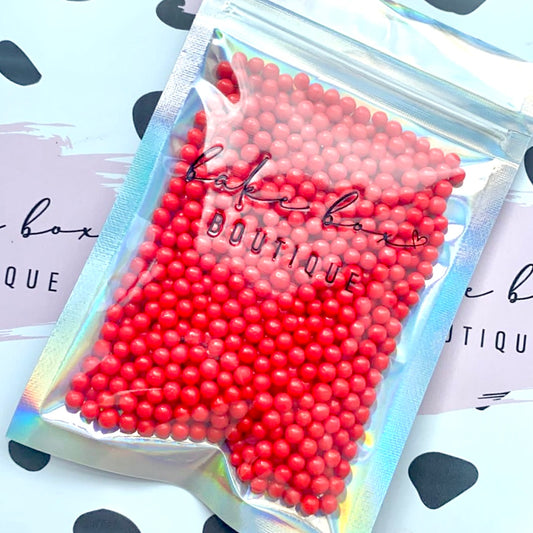 POLISHED RED 4MM PEARLS - SPRINKLES