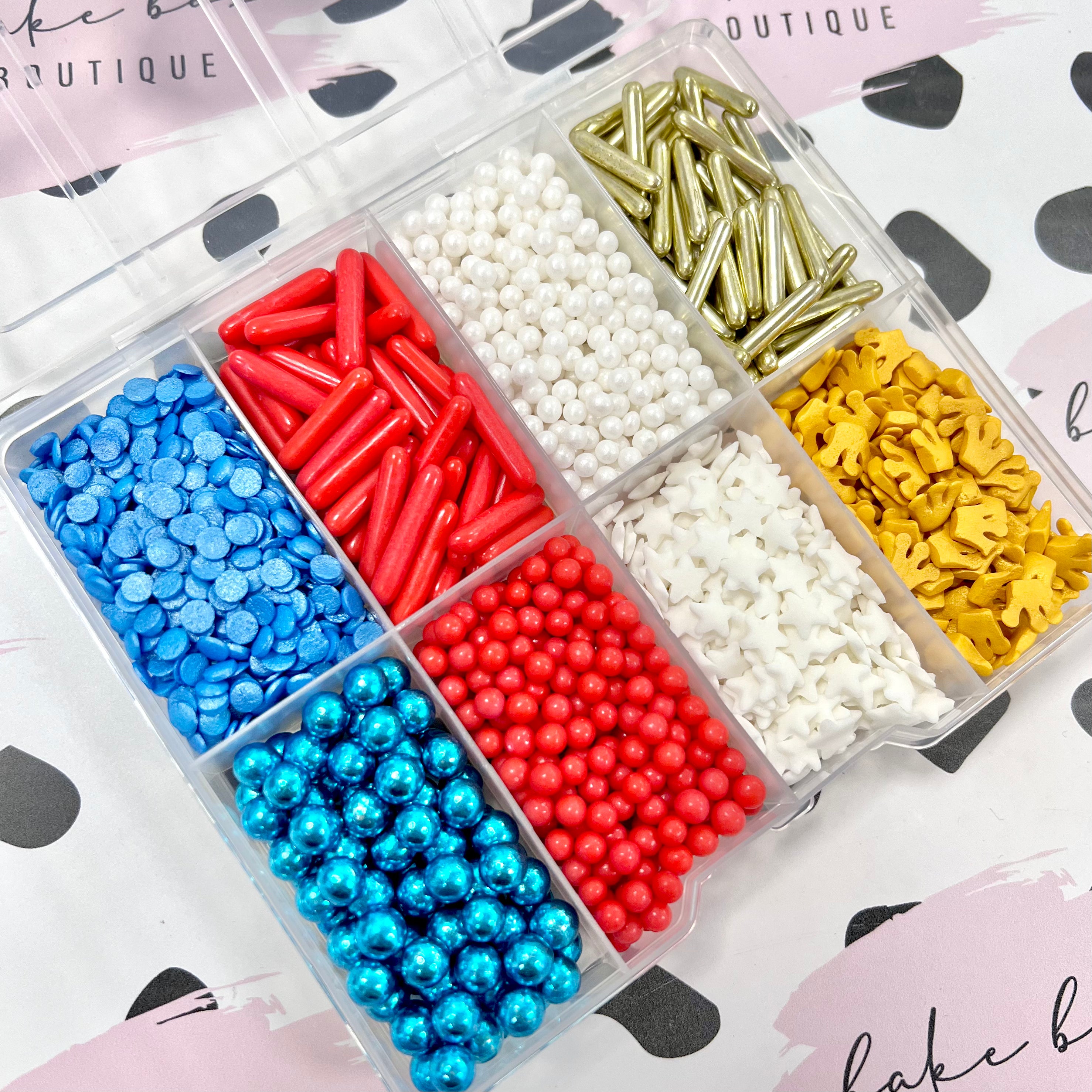 RED WHITE BLUE SPRINKLE BOX - REFILLABLE – Bake Box Boutique