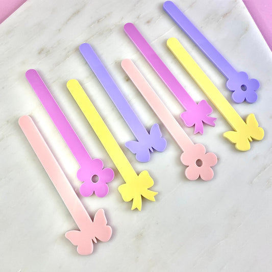 BOW BUTTERFLY FLOWER CAKESICLE STICKS - PACK OF 6