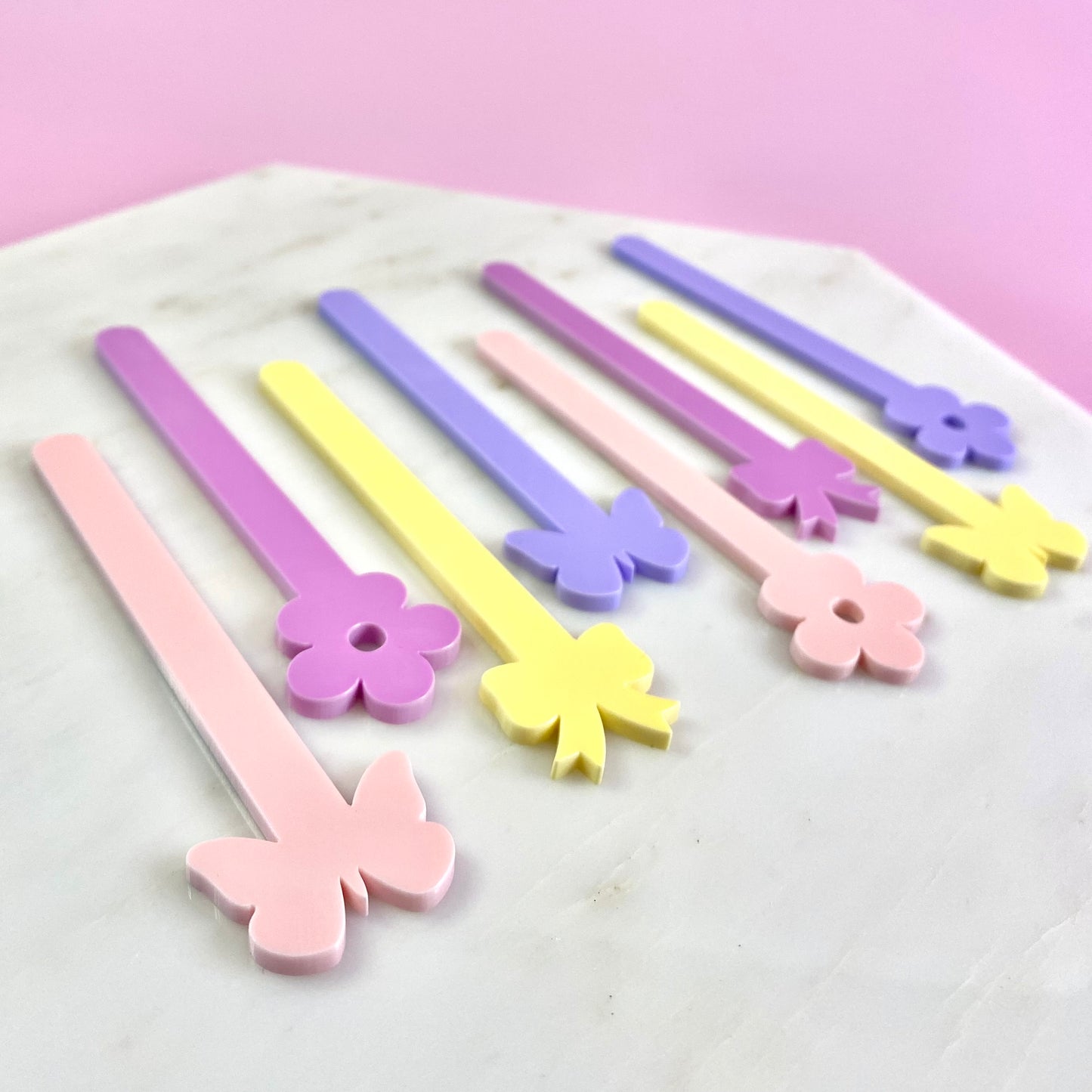 BOW BUTTERFLY FLOWER CAKESICLE STICKS - PACK OF 6