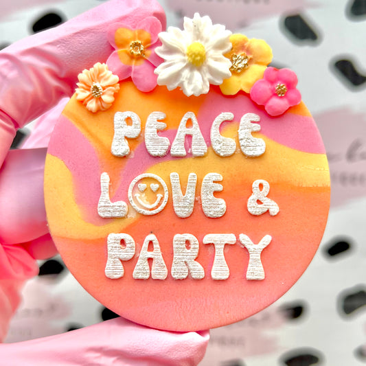 PEACE LOVE & PARTY - RAISED EMBOSSER